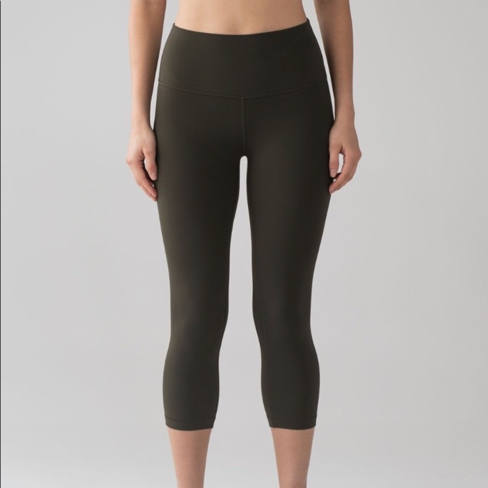 Dark Olive Align Crops Size 4